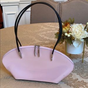 Beijo Vintage Pink Patent Fan Satchel